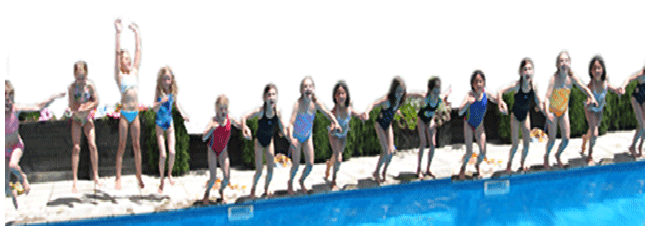KIDS JUMPING INTO POOL